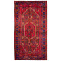 Zanjan Persian Rug 8'4" x 4'10" - Semi Antique Medallion Navy Blue, Crimson Hand Knotted | front view | SKU 112350