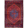 Zanjan Persian Rug 7x5 ft - Semi Antique Medallion Navy Blue, Crimson Hand Knotted | front view | SKU 112351