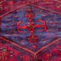 Zanjan Persian Rug 7x5 ft - Semi Antique Medallion Navy Blue, Crimson Hand Knotted | side view | SKU 112351