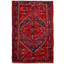 Zanjan Persian Rug 7'1" x 4'6" - Semi Antique Medallion Navy Blue, Crimson Hand Knotted | front view | SKU 112352