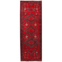 Khamseh Persian Rug 9x3 ft - Semi Antique Medallion Navy Blue, Crimson Hand Knotted | front view | SKU 110100