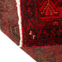 Khamseh Persian Rug 9'6" x 3'5" - Semi Antique Medallion Navy Blue, Crimson Hand Knotted | corner detail | SKU 110100