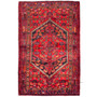 Zanjan Persian Rug 7x4 ft - Semi Antique Medallion (Toranj), Herati (Mahi) Madder Red, Crimson, Navy Blue Hand Knotted | front view | SKU 112354