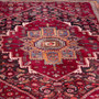 Zanjan Persian Rug 7x5 ft - Semi Antique Medallion Toranj, Herati Mahi Crimson, Navy Blue, Orange Hand Knotted | side view | SKU 112356