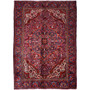 Sharabian Persian Rug 9x6 ft - Semi Antique Eslimi Medallion Madder Red, Burgundy, Navy Blue Hand Knotted | front view | SKU 112357