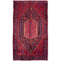 Zanjan Persian Rug 9'7" x 5'5" - Semi Antique Medallion Navy Blue, Crimson Hand Knotted | front view | SKU 112359