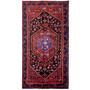 Zanjan Persian Rug 8x4 ft - Semi Antique Medallion Toranj, Herati Mahi Crimson, Navy Blue, Madder Red Hand Knotted | front view | SKU 112360