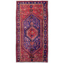 Zanjan Persian Rug 9'4" x 4'11" - Semi Antique Medallion Navy Blue, Crimson Hand Knotted | front view | SKU 112361