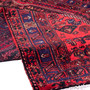 Zanjan Persian Rug 9x5 ft - Semi Antique Medallion Toranj, Herati Mahi Madder Red, Navy Blue, Crimson Hand Knotted | detail view | SKU 112364