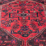 Zanjan Persian Rug 9'1" x 5'3" - Semi Antique Medallion Navy Blue, Crimson Hand Knotted | side view | SKU 112364