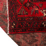 Khamseh Persian Rug 9x3 ft - Semi Antique Medallion (Toranj), Geometric Crimson, Dark Red, Burgundy Hand Knotted | corner detail | SKU 110101