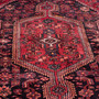 Zanjan Persian Rug 8'6" x 4'11" - Semi Antique Medallion Navy Blue, Crimson Hand Knotted | back view | SKU 112371