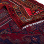 Zanjan Persian Rug 6'7" x 3'9" - Semi Antique Medallion Navy Blue, Crimson Hand Knotted | corner detail | SKU 112373