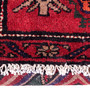 Zanjan Persian Rug 7'5" x 2'11" - Semi Antique Medallion Navy Blue, Crimson Hand Knotted | pile detail | SKU 112374