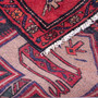 Zanjan Persian Rug 7x2 ft - Semi Antique Medallion Navy Blue, Crimson Hand Knotted | corner detail | SKU 112374