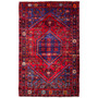 Zanjan Persian Rug 6x4 ft - Semi Antique Medallion Navy Blue, Crimson Hand Knotted | front view | SKU 112375