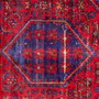 Zanjan Persian Rug 6x4 ft - Semi Antique Medallion Navy Blue, Crimson Hand Knotted | side view | SKU 112375