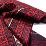 Zanjan Persian Rug 6x3 ft - Semi Antique Medallion Navy Blue, Crimson Hand Knotted | detail view | SKU 112376