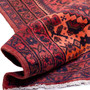 Zanjan Persian Rug 6x3 ft - Semi Antique Medallion Toranj, Herati Mahi Madder Red, Crimson, Dark Red Hand Knotted | detail view | SKU 112377