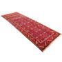 Hamadan Persian Rug 9x3 ft - Semi Antique Afshan (All-Over), Herati (Mahi) Madder Red, Navy Blue, Cream Hand Knotted | back view | SKU 110103
