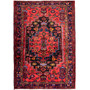 Zanjan Persian Rug 6'8" x 4'7" - Semi Antique Medallion Navy Blue, Crimson Hand Knotted | front view | SKU 112378