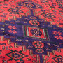 Zanjan Persian Rug 7x4 ft - Semi Antique Medallion Toranj, Herati Mahi Crimson, Navy Blue, Madder Red Hand Knotted | side view | SKU 112380