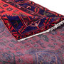Zanjan Persian Rug 7'3" x 4'7" - Semi Antique Medallion Navy Blue, Crimson Hand Knotted | corner detail | SKU 112380
