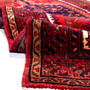 Zanjan Persian Rug 6x3 ft - Semi Antique Medallion Toranj, Herati Mahi Madder Red, Navy Blue, Cream Hand Knotted | detail view | SKU 112381