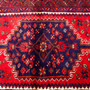 Zanjan Persian Rug 6x3 ft - Semi Antique Medallion Navy Blue, Crimson Hand Knotted | side view | SKU 112381