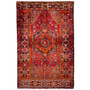 Zanjan Persian Rug 6x4 ft - Semi Antique Medallion Toranj, Herati Mahi Madder Red, Crimson, Rust Red Hand Knotted | front view | SKU 112383