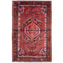 Zanjan Persian Rug 7'3" x 4'5" - Semi Antique Medallion Navy Blue, Crimson Hand Knotted | front view | SKU 112385