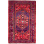 Zanjan Persian Rug 7'3" x 4'6" - Semi Antique Medallion Navy Blue, Crimson Hand Knotted | front view | SKU 112387