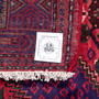 Zanjan Persian Rug 7x4 ft - Semi Antique Medallion Toranj, Herati Mahi Madder Red, Navy Blue, Crimson Hand Knotted | full view | SKU 112387