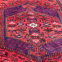 Zanjan Persian Rug 7x4 ft - Semi Antique Medallion Navy Blue, Crimson Hand Knotted | side view | SKU 112387