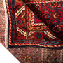 Hamadan Persian Rug 9x3 ft - Semi Antique Herati (Mahi), Afshan (All-Over) Madder Red, Navy Blue, Cream Hand Knotted | corner detail | SKU 110104