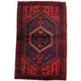 Zanjan Persian Rug 7x4 ft - Semi Antique Medallion (Toranj), Geometric Madder Red, Navy Blue, Crimson Hand Knotted | front view | SKU 112389
