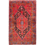 Zanjan Persian Rug 6x4 ft - Semi Antique Medallion Navy Blue, Crimson Hand Knotted | front view | SKU 112391
