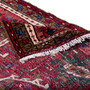 Karaja Persian Rug 9'5" x 2'10" - Semi Antique Medallion Ultramarine, Red Hand Knotted | corner detail | SKU 112407