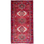 Karaja Persian Rug 6'6" x 3'2" - Semi Antique Medallion Ultramarine, Red Hand Knotted | front view | SKU 112408
