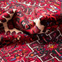 Karaja Persian Rug 6x3 ft - Semi Antique Medallion (Toranj), Geometric Madder Red, Crimson, Navy Blue Hand Knotted | detail view | SKU 112408