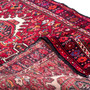 Karaja Persian Rug 6x3 ft - Semi Antique Medallion (Toranj), Geometric Madder Red, Crimson, Navy Blue Hand Knotted | corner detail | SKU 112408