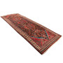 Hamadan Persian Rug 9x3 ft - Semi Antique Afshan Red, Blue Hand Knotted | back view | SKU 110105