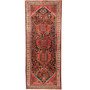 Hamadan Persian Rug 9'9" x 3'11" - Semi Antique Afshan Red, Blue Hand Knotted | front view | SKU 110105