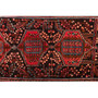 Hamadan Persian Rug 9'9" x 3'11" - Semi Antique Afshan Red, Blue Hand Knotted | pile detail | SKU 110105