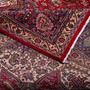 Tabriz Persian Rug 13x9 ft - Semi Antique Shah Abbasi, Medallion (Toranj) Madder Red, Cream, Navy Blue Hand Knotted | corner detail | SKU 112417