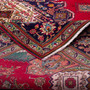 Tabriz Persian Rug 11'6" x 8'2" - Semi Antique Medallion Red, Cream Hand Knotted | corner detail | SKU 112418