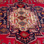 Tabriz Persian Rug 11x8 ft - Semi Antique Medallion (Toranj), Shah Abbasi Red, Navy Blue, Cream Hand Knotted | side view | SKU 112418