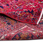 Heriz Persian Rug 13x9 ft - Semi Antique Medallion Toranj, Herati Mahi Madder Red, Burgundy, Navy Blue Hand Knotted | corner detail | SKU 112423