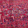 Heriz Persian Rug 13'5" x 9'6" - Semi Antique Medallion Red, Brown Hand Knotted | side view | SKU 112423