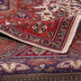 Azarshahr Persian Rug 12x9 ft - Semi Antique Medallion (Toranj), Shah Abbasi Cream, Red, Navy Blue Hand Knotted | corner detail | SKU 112424